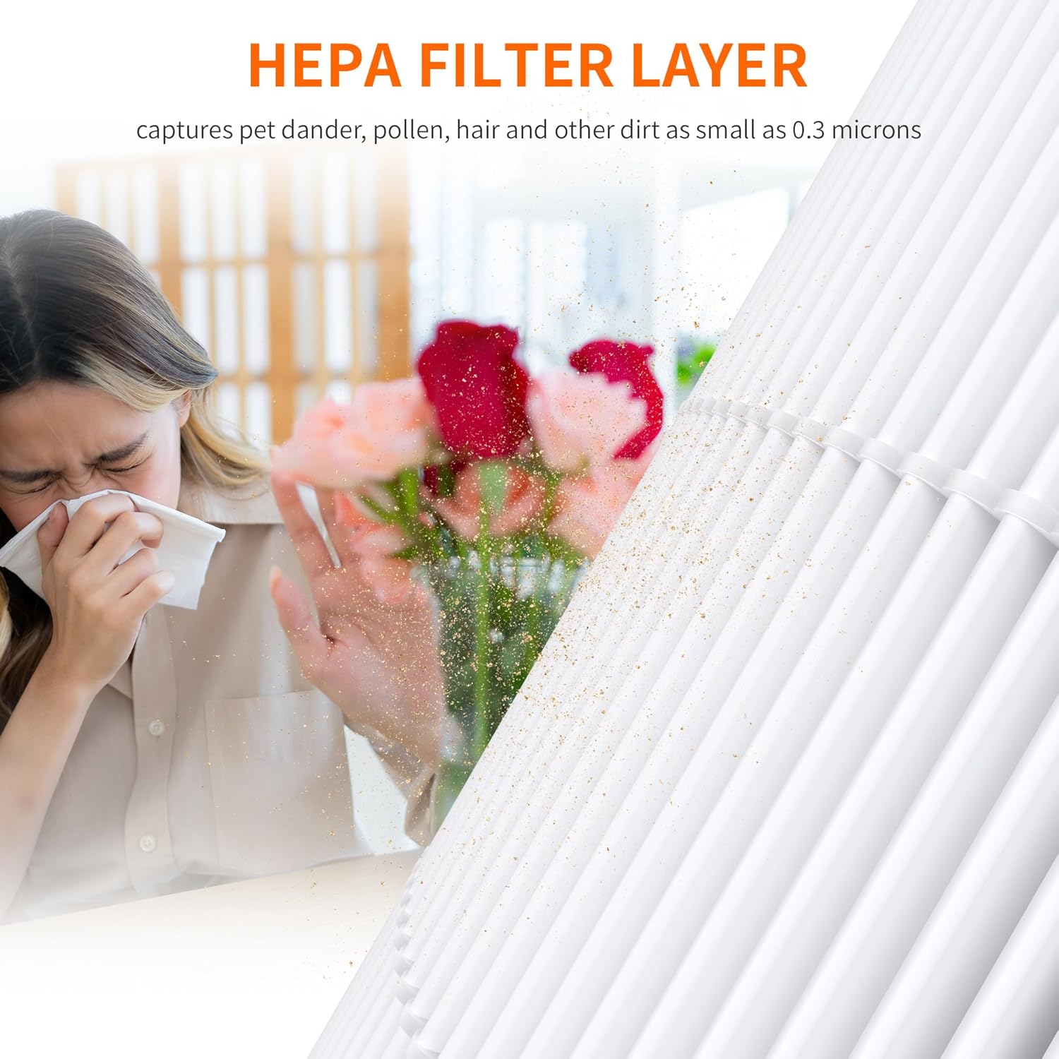 AIRROMI A2001 HEPA Air Purifier Replacement Filter, 3-In-1 Original Filter, Remove 99.97% of 0.3 Micron Particle 1 Pack White Activated Carbon - Image 6