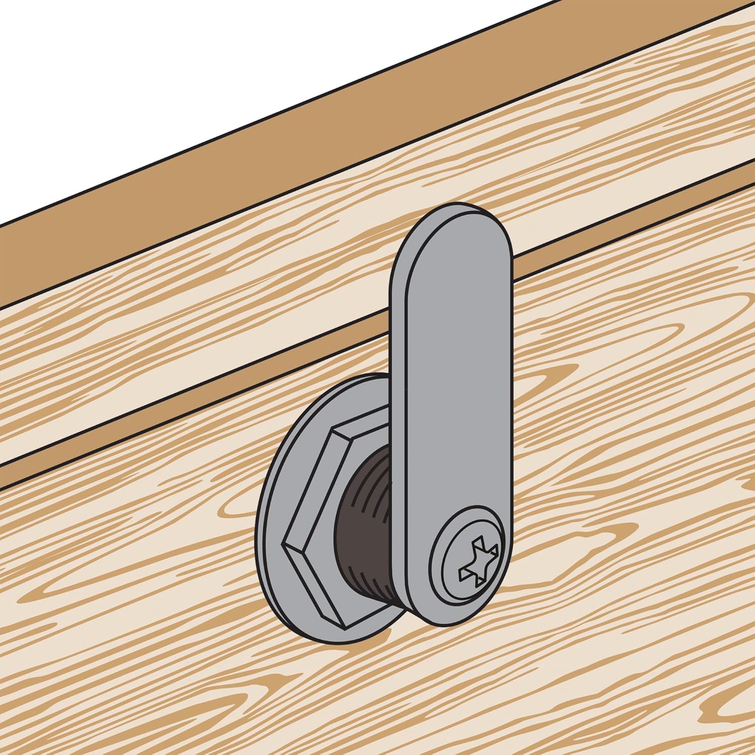 Prime-Line U 9950KA Diecast Keyed Alike Drawer and Cabinet Lock ? 3 Cams, Trim Collar, 2 Washers, 2 Keys and Fasteners ? 1-3/8 in. Length for 1 in. Max Panel Thickness, Stainless Steel (1 Set) - Image 6