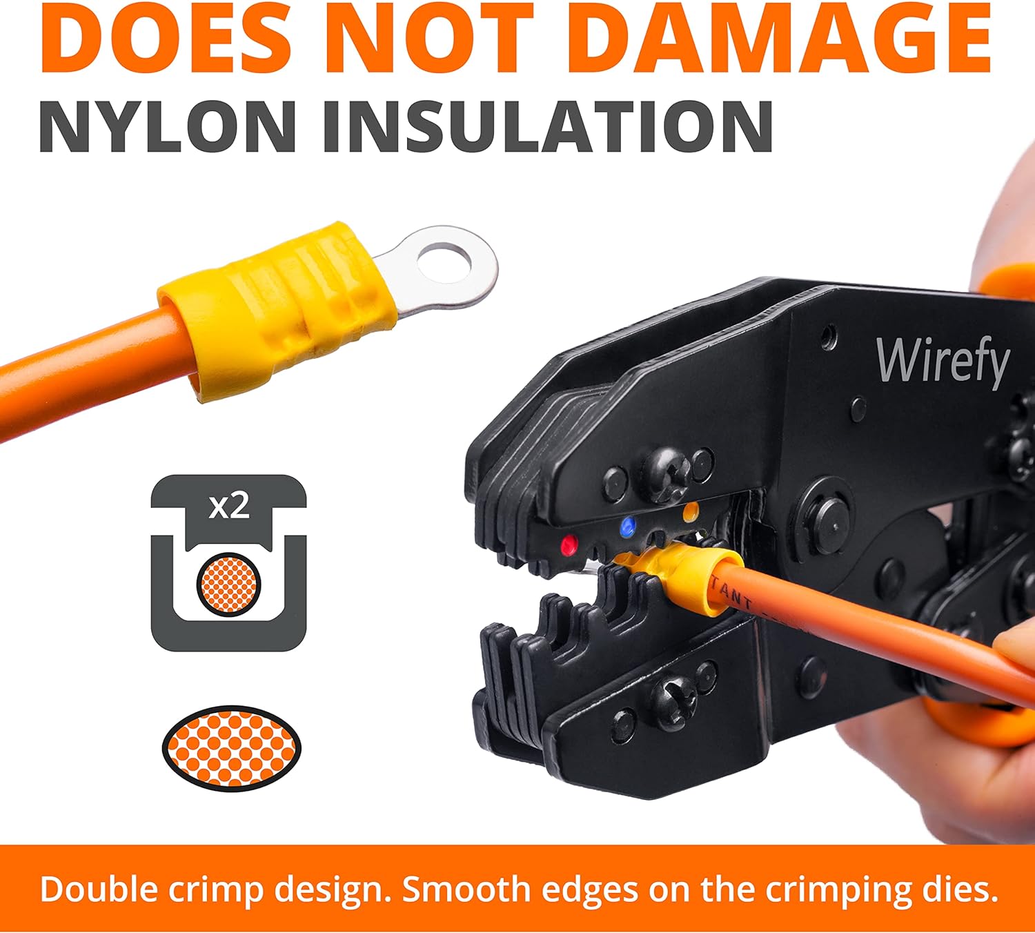 Wirefy Crimping Tool For Insulated Electrical Connectors - Ratcheting Wire Crimper Tool - Crimping Pliers - Ratchet Terminal Crimper - Wire Crimping Tool | Crimper Tool Electrical and Crimp Tool - Image 3