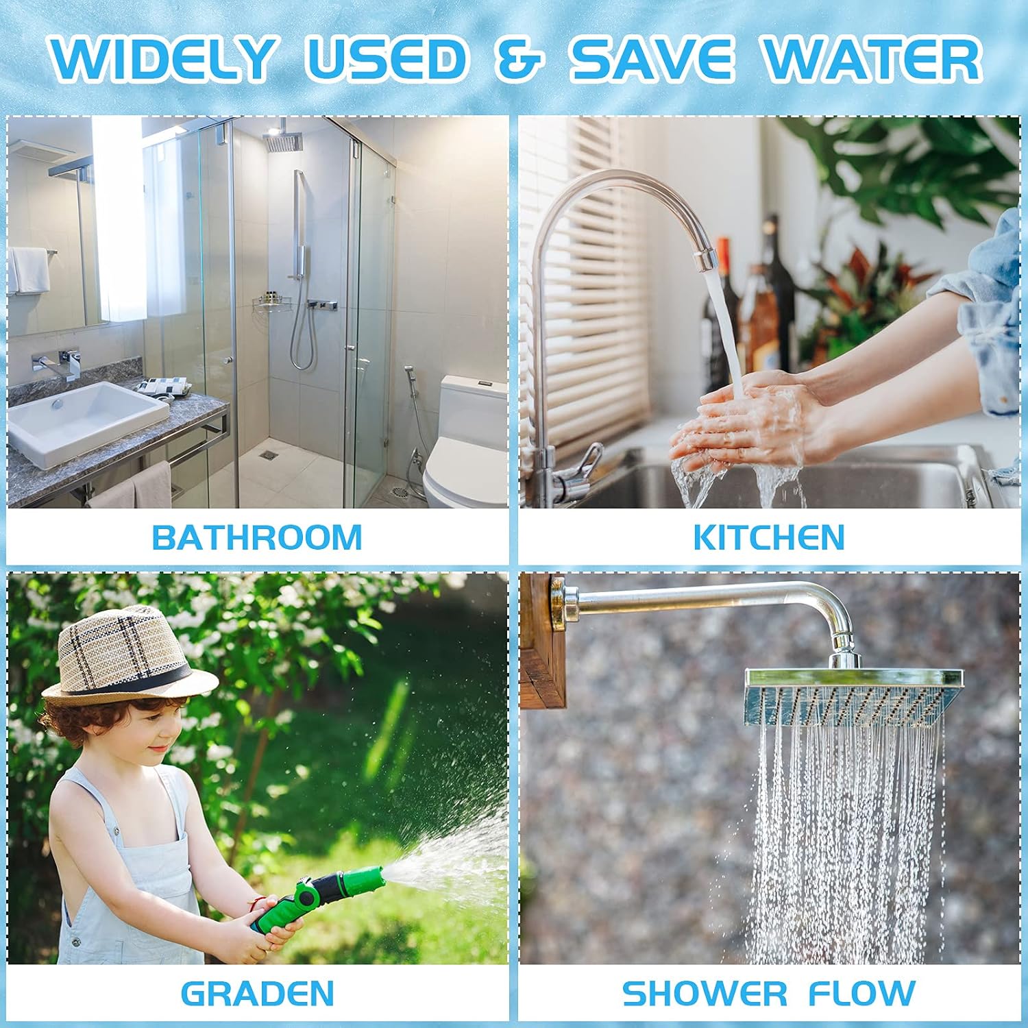 Honoson 7 Shower Flow Reducer Limiter Set Water Flow Saver Adapter Set Flow Reducer Limiter 1/2 Inch Flow Restrictor Control Valve for Fixed Shower Head Handheld Shower 1.2/1.5/1.8/2/ 2.2/2.5 GPM - Image 6
