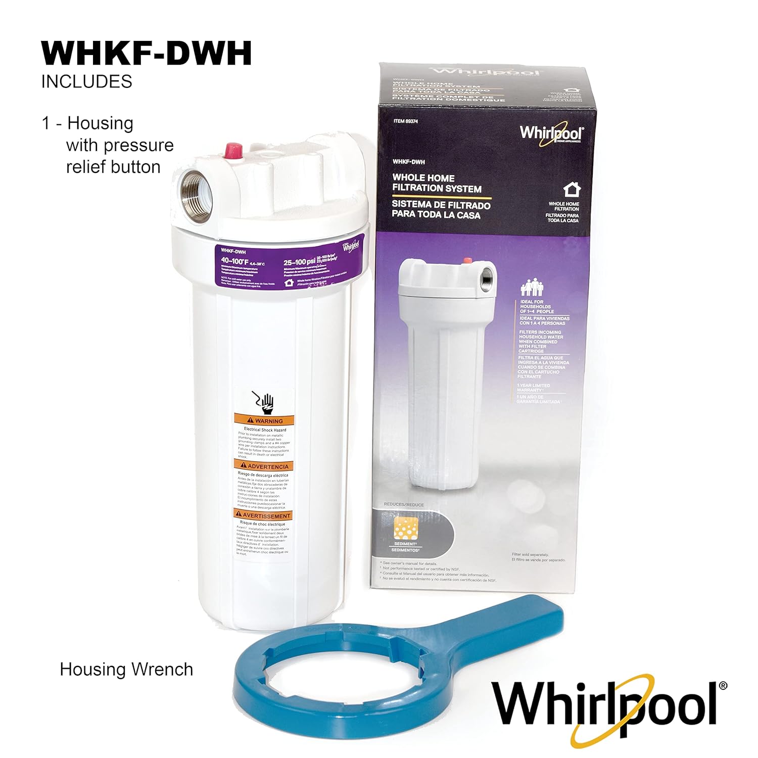 Whirlpool Whole Home Water Filtration System | WHKF-DWH, Stainless Steel Inlets | Standard Capacity Reduces Sediment, Sand, Soil, Silt, & Rust | Filter Not Included - Image 5