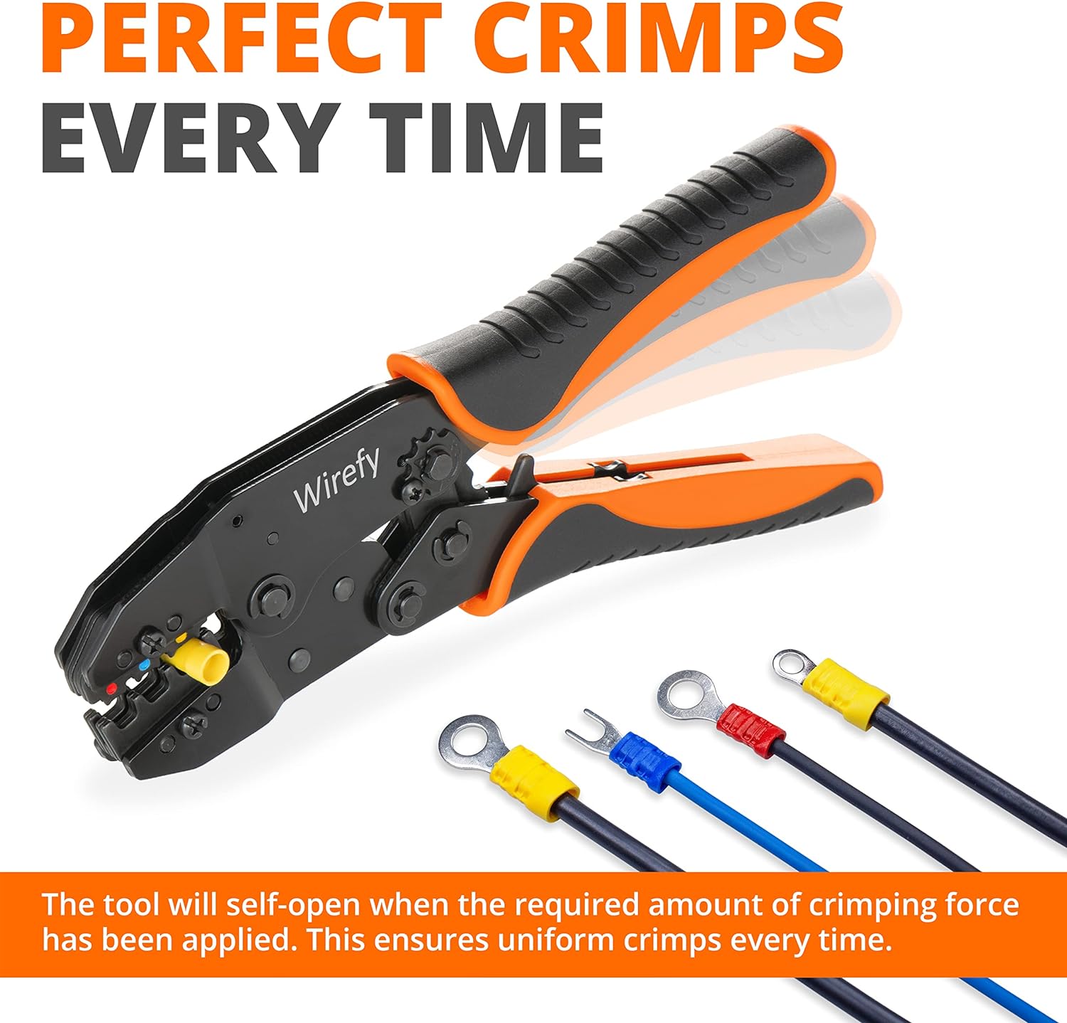 Wirefy Crimping Tool For Insulated Electrical Connectors - Ratcheting Wire Crimper Tool - Crimping Pliers - Ratchet Terminal Crimper - Wire Crimping Tool | Crimper Tool Electrical and Crimp Tool - Image 5