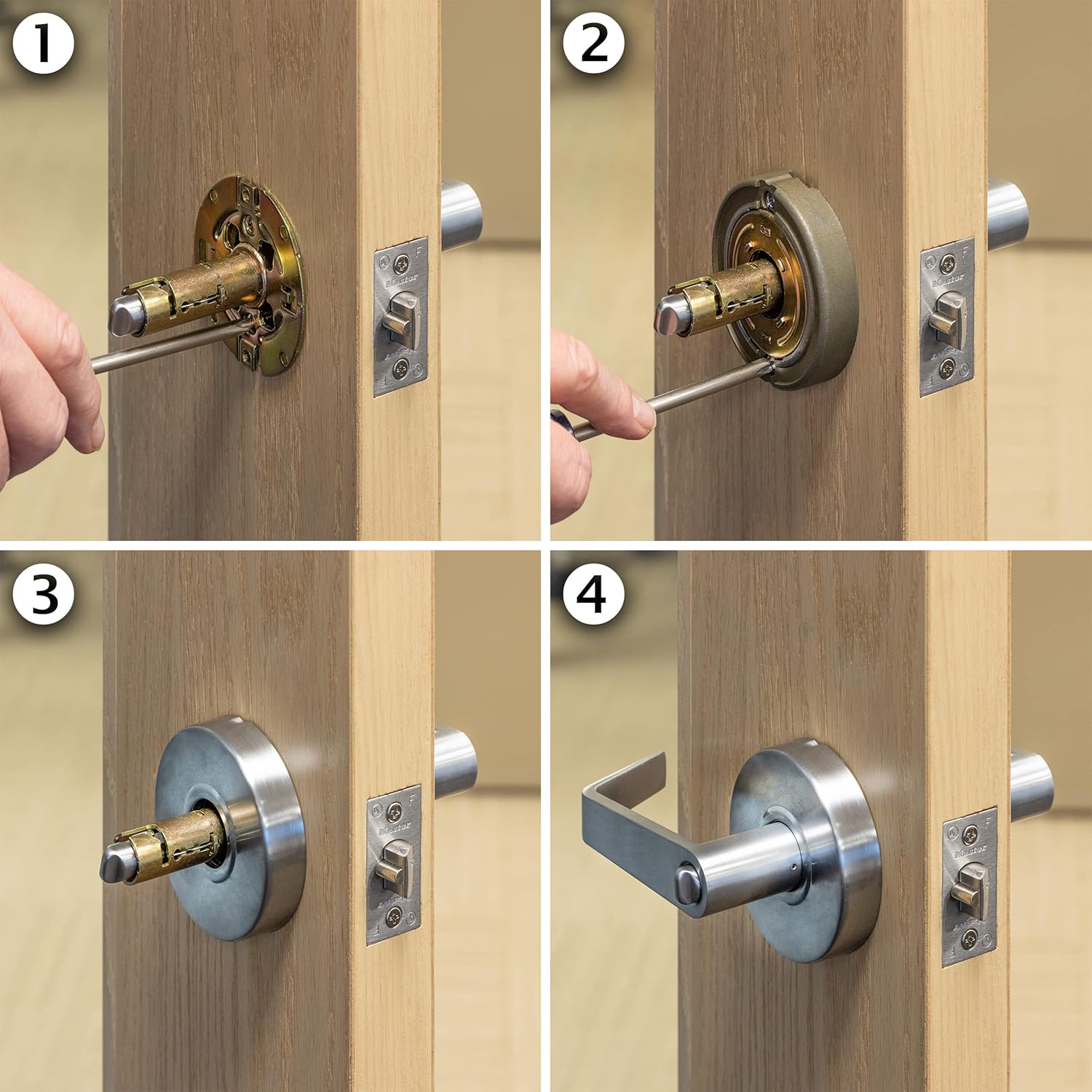 Master Lock Keyed Entry Door Lock, Brushed Chrome Finish Commercial Door Handle, Interior or Exterior Lever Style Locking Door Handle, SLCHKE26D - Image 5