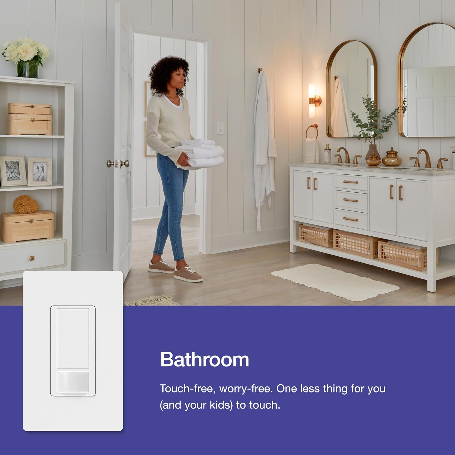 Lutron MS-OPS5M-WH Maestro Motion Switch for Bathroom, Garage, Laundry Room, and Closet, for Any Light Bulbs, Occupancy and Vacancy Sensor, Single-Pole Only, No Neutral Required, 1 pack, White - Image 4
