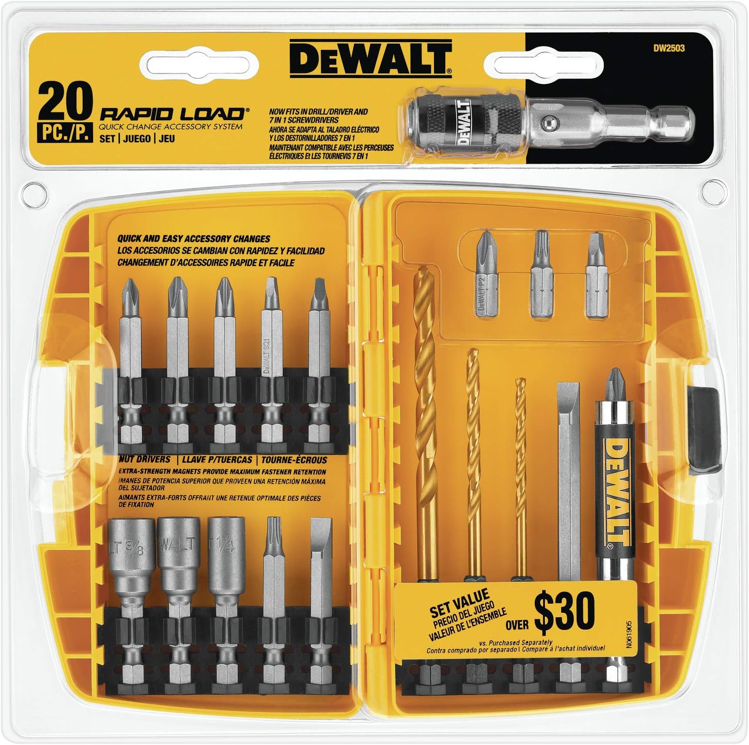 DEWALT Screwdriver Bit Set, Rapid Load, Tin, 20-Piece (DW2503) - Image 3