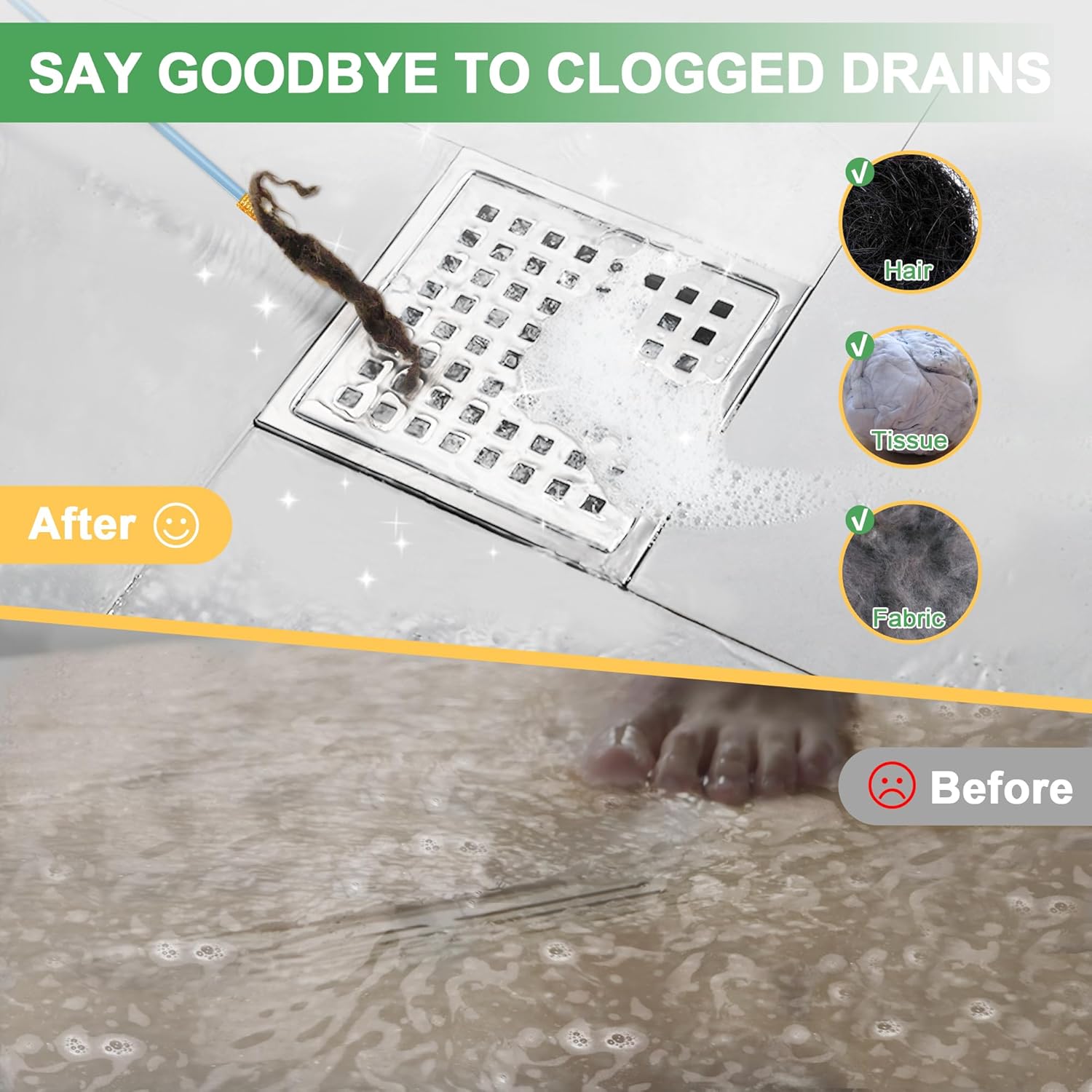 EastLink 50 Inch Sink Snake Hair Drain Clog Remover, Anti-break Steel Drain Snake Drain Hair Removal Tool, Flexible Shower Snake Drain Augers for Bathroom, Bathtub Drain Hair Catcher, 3 Pack - Image 5