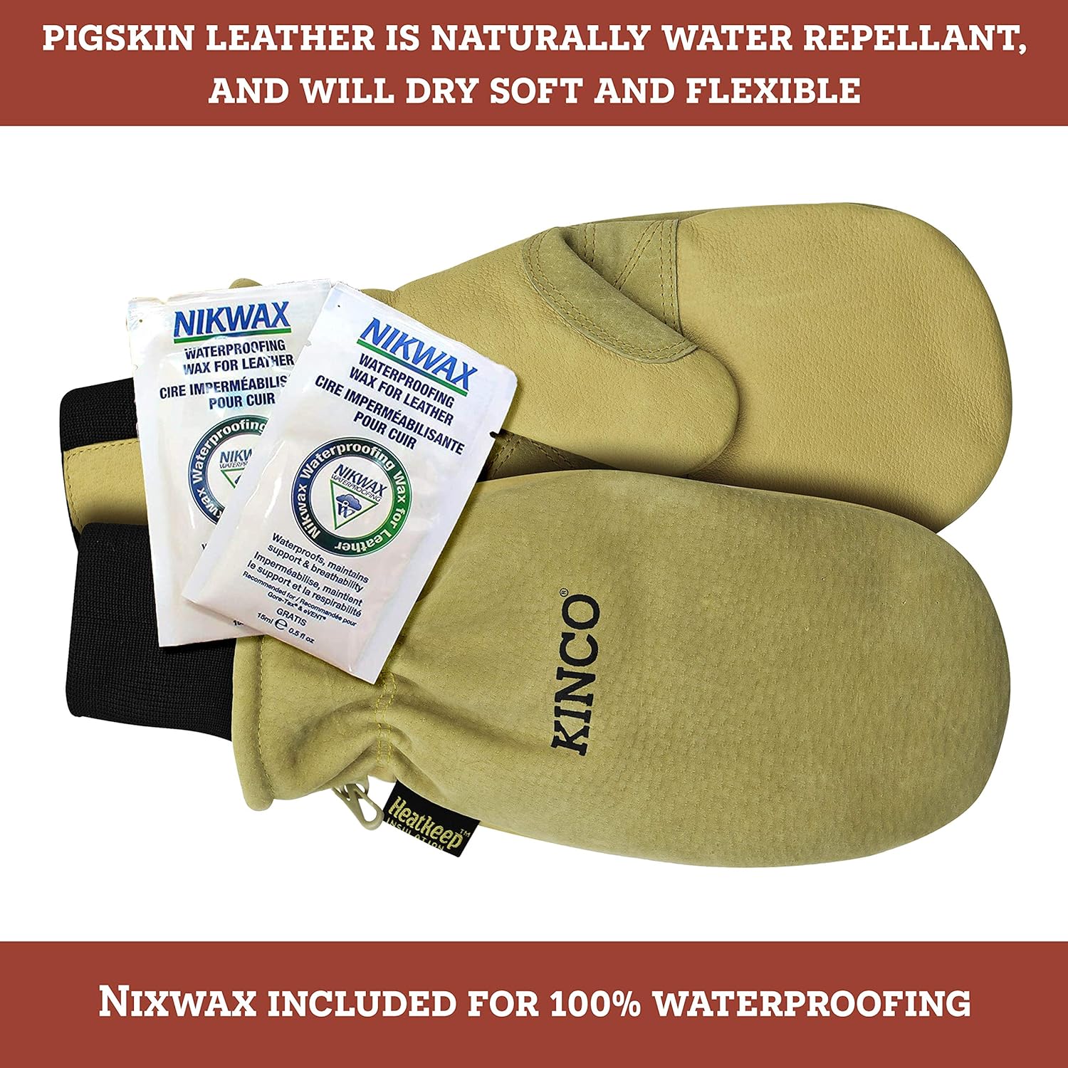 Kinco - Premium Leather Work and Ski Mitt with Nikwax Waterproof Wax, (901T) - Image 3