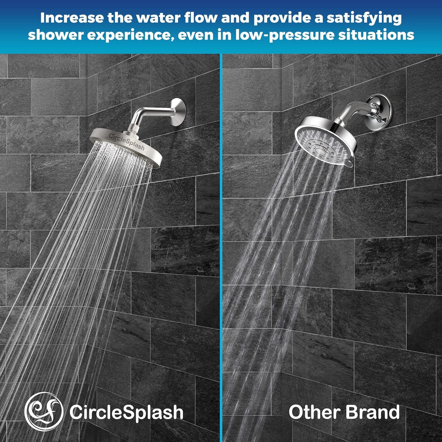 High Pressure Shower Head - Anti-Clogging Silicone Nozzles - 2.5 GPM Removable Restrictor - Easy to Clean Adjustable Replacement - easy to install with Plumbers Tape - 6 inch - Brushed Nickel Finish - Image 4