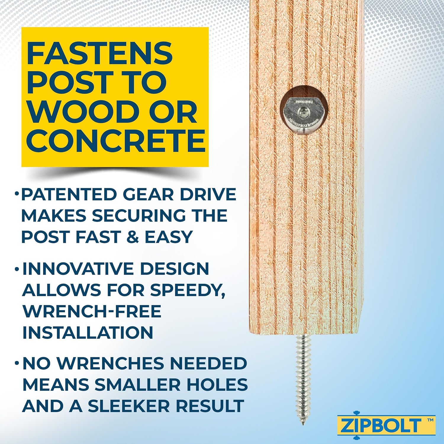 Zipbolt 14.110 Super UT Newel Post Fastener ? Quick and Easy Wrench-Free Installation of Staircase Newel Posts, Anchors Post Directly to Wood or Concrete Floor ? 1 Pack - Image 4