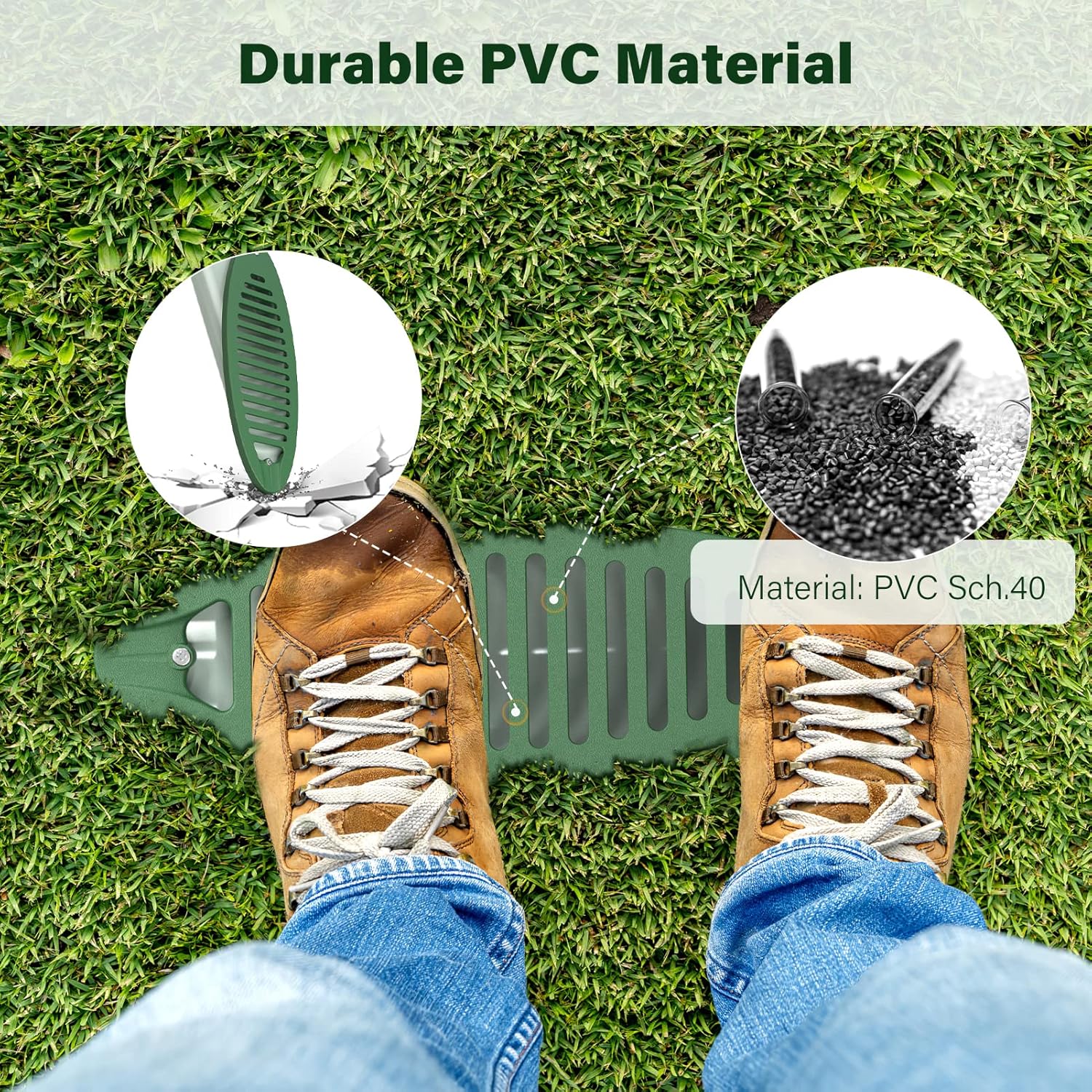4 in. Green Angled Drainage Grate Yard Drain, Yard Drain Emitter for Sump Pump Discharge & Downspout Extensions, Protect Home Foundation & Reduce Stagnant Water, Compatible with 4-Inch Connections - Image 4